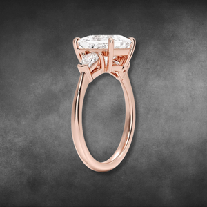 Bague en diamant 14KT 18KT or jaune, taille princesse, trois pierres, diamant de laboratoire, avec diamant bouclier, pour femme, bijoux fins de fiançailles - Product Image 4