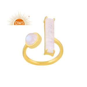 Dernier modèle de bague ajustable en argent sterling 925 plaqué or 18 carats pierre lune arc-en-ciel Demi Fine Jewelry Manufacturer - Product Image 1