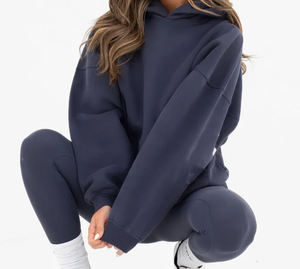 Hot Selling Hoodie Heavy Weight Custom Logo 400gsm 52% Cotton 48% Polyester Solid Color Blank Oversized Plus Size ladies Hoodies - Product Image 3