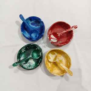 จานเสิร์ฟลายวนวนหรูหราทันสมัย ทำจากเรซิ่น งานฝีมือ ทนทาน พรีเมียม ลายหินอ่อน สำหรับรับประทานอาหาร - Product Image 3