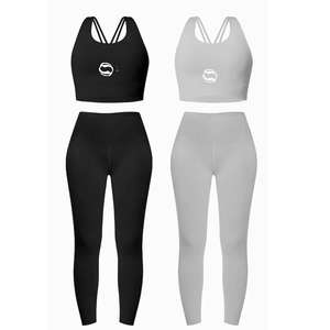Vêtements de sport pour femmes avec logo personnalisé, leggings sans couture à manches longues et taille haute, ensemble de vêtements de sport pour la salle de sport, le fitness et le yoga - Product Image 2