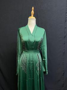 Abaya Vintage Estilo Dubái Más Vendida para Mujer, Tradicional Islámica, Manga Larga, Dobladillo Acampanado, Largo MAXI, Poliéster Ligero - Product Image 6