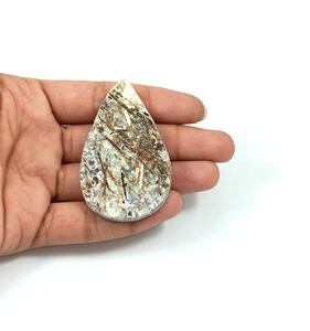 Cabochon en astrophyllite naturelle drusée polie, blanc doré, pierre précieuse en vrac pour la fabrication de bijoux - Product Image 6