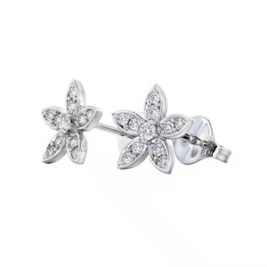 Flower Design Round Lab Grown Diamond <b>Stud</b> <b>Earrings</b> 14K Gold for Women Stylish Jewelry Gift Idea - Product Image 2