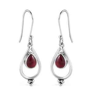 Red <b>Garnet</b> Teardrop <b>Earrings</b> For Women Sterling Silver Dangle Studs Handmade Gemstone Jewelry Elegant Easter Gift For Her - Product Image 2
