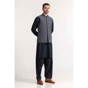 Chaleco de Lana Azul Marino WC-PD24-012, Estilo Casual Elegante con Decoración de Botones con Patrón Paisley, para Uso en Exteriores - Product Image 3