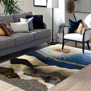 Tapis Paysage Montagneux : Vue Soleil Doré, Tapis de Bureau Personnalisé, Tapis en Chenille - Product Image 3