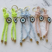 Porte-clés de luxe Y2K en corde de nylon avec pendentif croix et œil porte-bonheur, bijou, souvenirs turcs, cadeaux, décoration pour portefeuille et clés de voiture