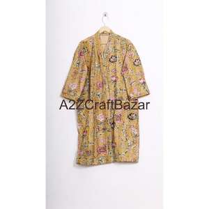 Handmade Non Woven Luxury Floral V-Neck Drawstring Long Sleeve <b>Women's</b> <b>Robe</b> Smooth Soft Breathable Quick <b>Dry</b> 100% Cotton - Product Image 1