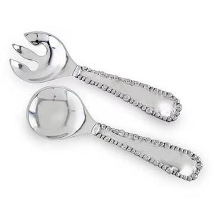 Juego de servidor de ensalada de metal moderno, utensilio de comedor de diseñador, esencial para el hogar elegante - Product Image 1