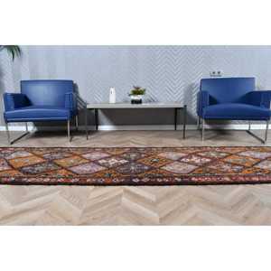 พรมขนาด 2.8x10.7 ฟุต, พรมวินเทจตุรกี, พรมขนสัตว์ลายสัตว์สีแดง - Product Image 4