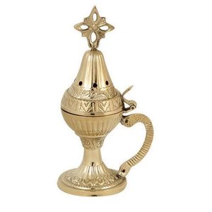 Quemador de incienso decorativo para artesanías de Metal, cruz en la parte superior, precio barato, incensario de lujo, superventas, quemador de incienso de diseñador grabado a mano - Product Image 4