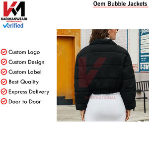 Veste matelassée courte pour femmes chaud hiver rembourré matelassé à manches longues fermeture éclair décontracté court bulle manteau poches vêtements d'extérieur confortables - Product Image 2