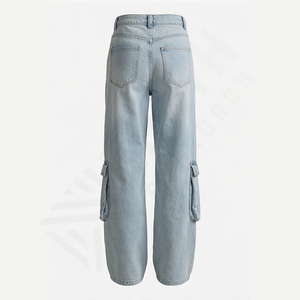 Jeans de Mezclilla Rectos Transpirables de Lavado Medio y Corte Regular, Modernos y Casuales para Mujer, Atuendo Diario, Proveedor al por Mayor, Personalizado - Product Image 2