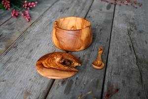 Handmade Premium Round Acacia <b>Wood</b> Salt and Pepper Bowl Polished Storage Container by crescent crafts - Product Image 5