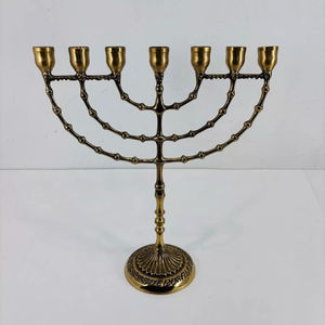 Wholesale <b>Gold</b> Finish Temple <b>Candle</b> Holder Modern 7 Branch Brass Menorah Candelabra For Home & Religious Decor Lowest Price - Product Image 3