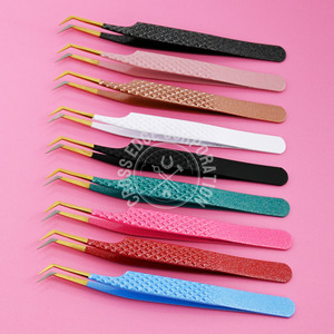 Qualité Paillettes Couleurs 45 Degrés L-Forme Fibre Pointe Fine Extension De Cils Pince À Épiler Botte Volume Extension De Cils Pince À Épiler - Product Image 1