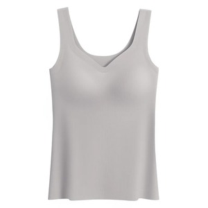 เสื้อกล้ามไร้แขนผ้าไอซ์ซิลค์สำหรับผู้หญิงในฤดูร้อนเสื้อกล้ามเสื้อกล้ามเสื้อกล้ามรัดรูปสำหรับเล่นกีฬาแห้งเร็วเสื้อกั๊กขนาดเล็ก - Product Image 6