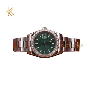 Montre de luxe en moissanite, cadran rond, fermoir pliant avec sécurité, acier inoxydable, montre-bracelet tendance - Product Image 6