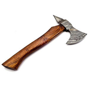ขวานเหล็กดามัสกัสพร้อมใบมีดตกแต่งและที่จับไม้เนื้อแข็งสำหรับกลางแจ้ง - Product Image 5