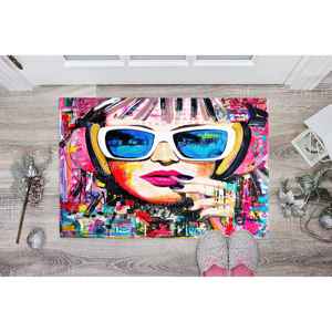 Tapis imprimé en 3D avec des graffitis vibrants - Accent décoratif moderne, tapis en velours de luxe - Product Image 5