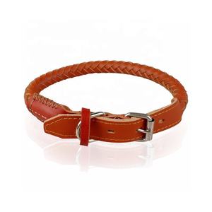Collar de perro de cuero trenzado liso genuino fuerte de alta calidad nuevo diseño de lujo moderno para entrenar perros al por mayor - Product Image 2