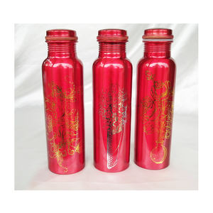 Bouteille d'eau en cuivre imprimée de luxe 99,98 % pur cuivre, bouteille d'eau ayurvédique 950 ml, qualité supérieure, aspect luxueux - Product Image 1