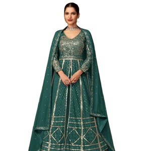 Lourd Faux Georgette avec Broderie Travail Avec Coton Fil Travail Menkalinan Costume pour vente en ligne - Product Image 1