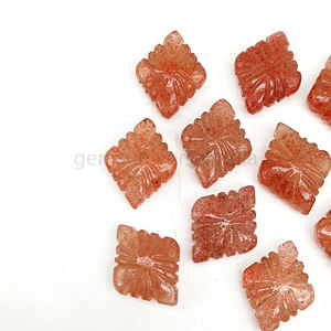 Fresa Cuarzo Forma de cometa Piedra preciosa tallada Cuentas talladas a mano Cuentas de diseño elegante - Product Image 3