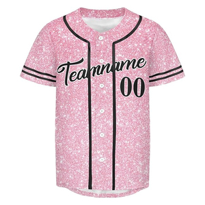 Camisetas de Béisbol y Sóftbol Personalizadas con Diseño Abstracto Rosa Brillante, Transpirables, Antibacterianas, 100% Poliéster, Nombre, Número y Logotipo Personalizados - Product Image 2