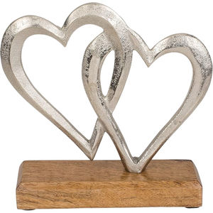 Premium Silver Cut Out Design Metal Heart Sculpture On Mango Wood Base Modern Home Decor Accent Unique <b>Christmas</b> <b>Gift</b> On Sale - Product Image 3