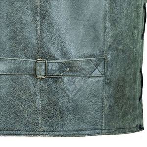 Chaleco de Cuero Encerado de Alta Calidad para Hombre, Color Único, Cierre de Botones Elegante, Chaleco de Motociclista, Chalecos de Cuero para Moto OEM - Product Image 6