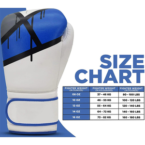 Gants de boxe en cuir PU tendance, couleur blanche et design imprimé, gants de boxe Muay Thai et MMA pour adultes - Product Image 6