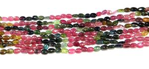 Perles de forme ovale lisse multi tourmaline Perles de tourmaline multicolore naturelle 7x4mm 13''Inch Stone Beads - Product Image 2