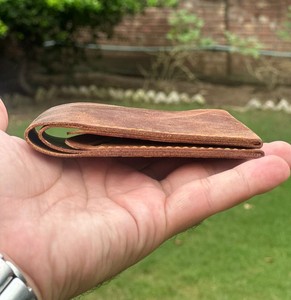 Cartera de piel de vaca corta hecha a mano, estilo de moda, cierre abierto, función antirrobo, Material Crazy Horse de cuero, paisaje - Product Image 6