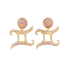 Everyday Wear 925 Sterling <b>Silver</b> Gold Plated Jewelry <b>White</b> Topaz Gemstone Women Wear Earring Set - Product Image 1