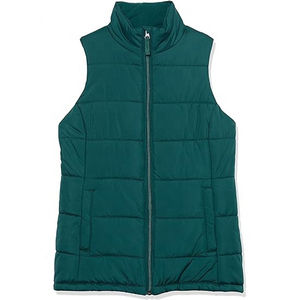 Nouveaux modèles femmes sans manches couleur unie longue capuche bouffante gilet bouffant gilet coton femmes sans manches bulle veste - Product Image 4