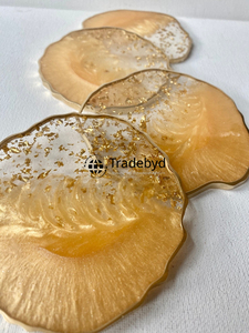 Sous-verres en résine faits à la main, résistants à la chaleur, 4x4 pouces, style luxueux, ensemble de sous-verres pour boissons, disponibles en différentes couleurs, Tradebyd - Product Image 3