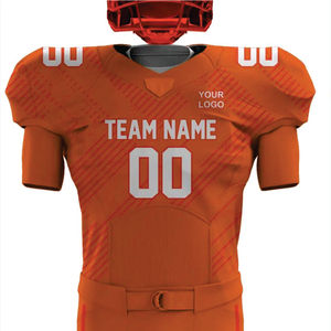 Uniforme de fútbol americano naranja personalizado para hombre, 100% poliéster, aparejos, sarga, entrenamiento duradero, ropa deportiva, manga corta, nombre del jugador - Product Image 2
