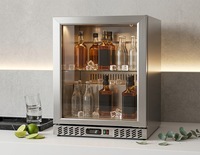 Réfrigérateur de présentation en acier inoxydable pour boissons, bières et thés, avec porte vitrée, pour bars commerciaux et bureaux exécutifs