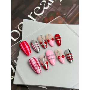 Art des ongles à pression rouge effet tension électrique - Product Image 2