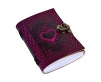 Journal en cuir relié Vintage coeur cahier livre des ombres noir rose sort fait à la main coton papier cadeau journal avec Logo personnalisé