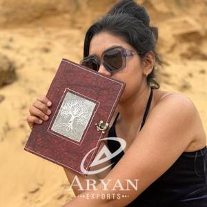 New Real Hand Tooled Leather Clasp Lock Journals With Antique Silver Middle Boho Traditional Vintage Leather Lock <b>Travel</b> Journal - Product Image 1