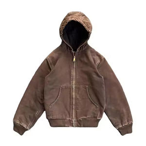 Sweats à capuche vintage 100% coton lavés à la pierre personnalisés pour hommes sweats zippés respirants à manches longues surdimensionnées pour l'hiver - Product Image 1