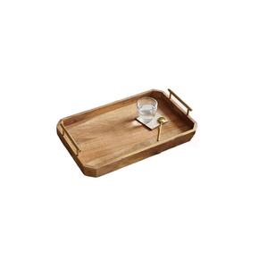 Plateau de service rectangulaire marron antique fait à la main plateau en bois de manguier personnalisé de taille moyenne de style moderne pour la maison et la cuisine - Product Image 5