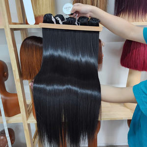 Hueso recto para color natural Extensiones de cabello súper doble dibujado de 24 pulgadas Mujeres negras Etiqueta privada Productos para el cabello de alta calidad - Product Image 1
