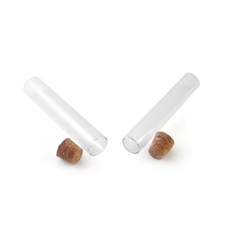 Lab and medical Flat Bottom or round bottom Glass Test Tube With Cork for foo medicine