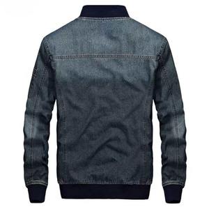 First Fitness Industry Venta caliente Denim Chaqueta ligera Color sólido Hombres Jeans Chaqueta Cómoda manga larga Stand Collar - Product Image 2