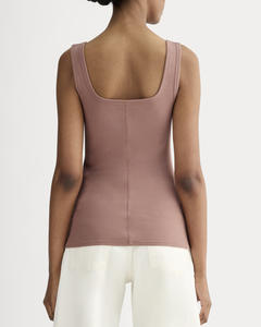 Nueva llegada ropa de gimnasio camiseta sin mangas cuello cuadrado deporte Fitness cuello redondo 100% algodón transpirable acanalado camisetas sin mangas para mujeres precio bajo - Product Image 2