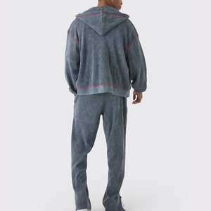 Men Baggy Tracksuit in Acid Wash Finish Oversized Hoodie and Joggers <b>Two</b> <b>Piece</b> <b>Set</b> Casualwear for ,<b>Lounging</b> Street Styling - Product Image 2